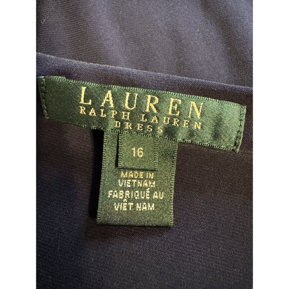 Ralph Lauren Dress 16 Magenta Sides Navy Blue Stretch Church Career Party - Picture 10 of 12
